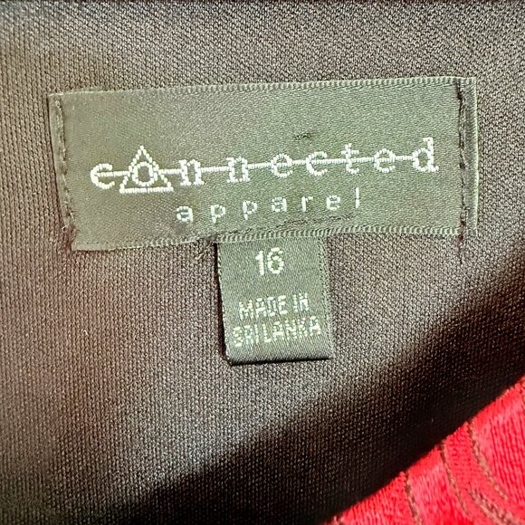 Connected Apparel Sexy Red Floral Cocktail Party Midi Dress Size 16 - Picture 12 of 13